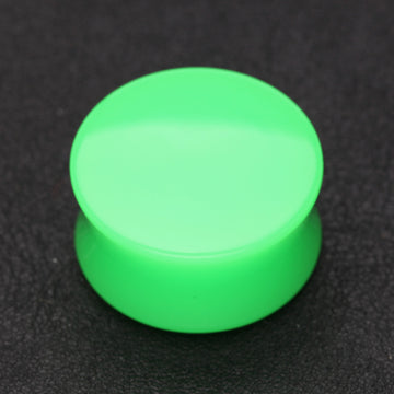 Detail View 1 of A Pair of Neon Colored UV Acrylic Double Flared Ear Gauge Plug-Green